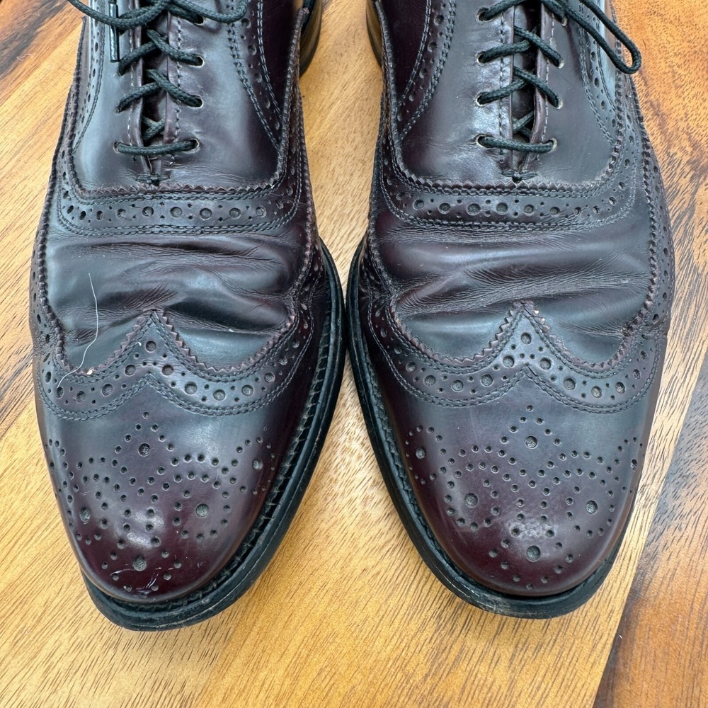 Allen Edmonds Lloyd Shoes Mens 9 B Brown Leather Wingtip Oxford Dress Casual - Picture 3 of 11